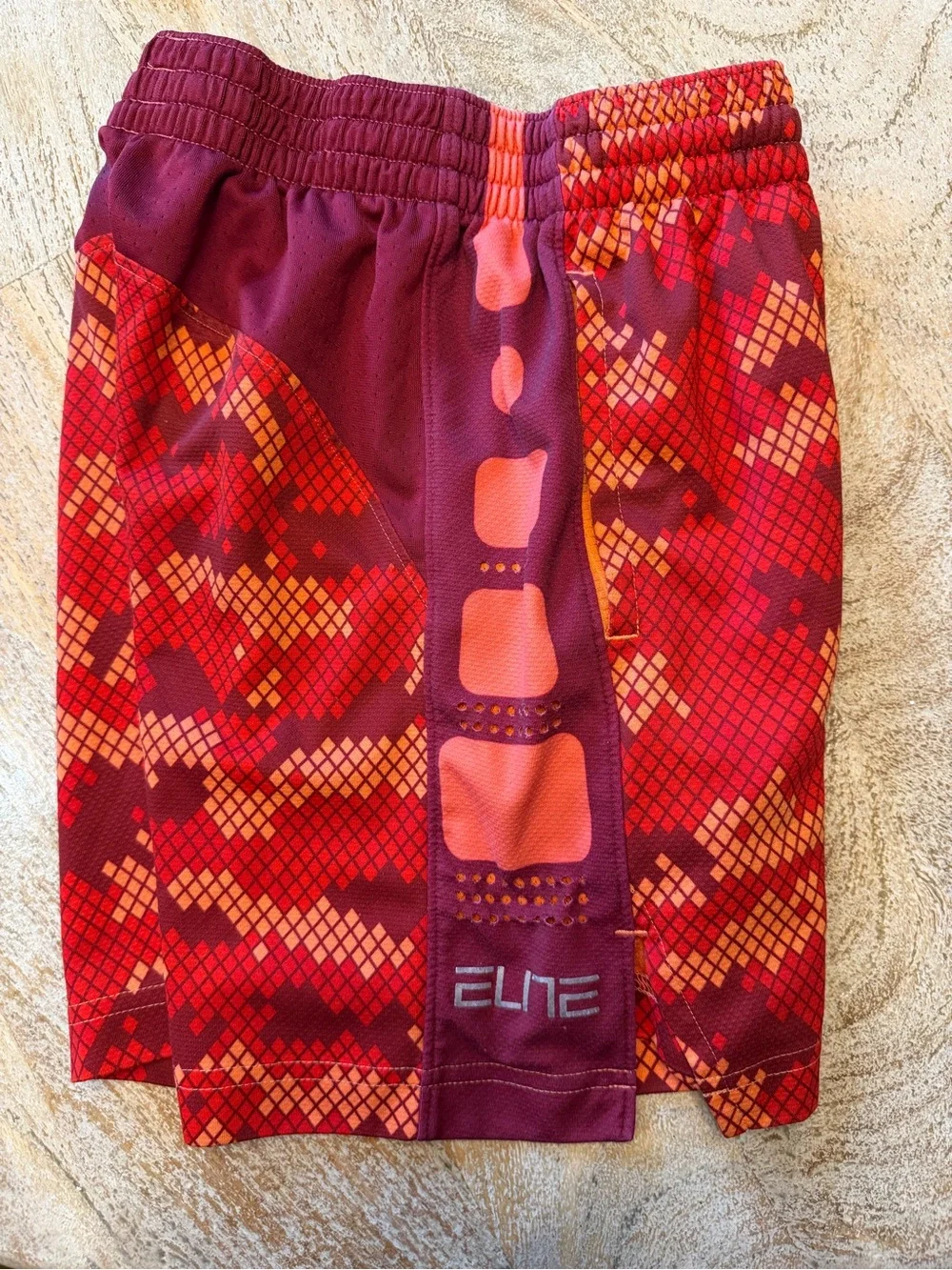 Nike Kids Red & Orange Patterned Athletic Shorts